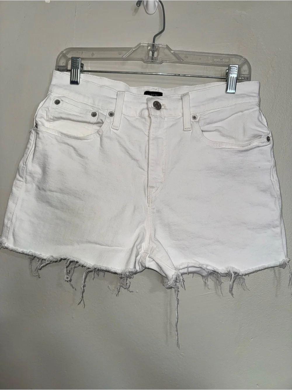 J. Crew White Frayed Hem Denim Cutoff Shorts